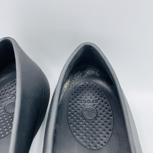 Crocs Shoes Womens Size 11 Black Slip On Comfort Flats Ballet Link Chain Heels - Picture 6 of 12